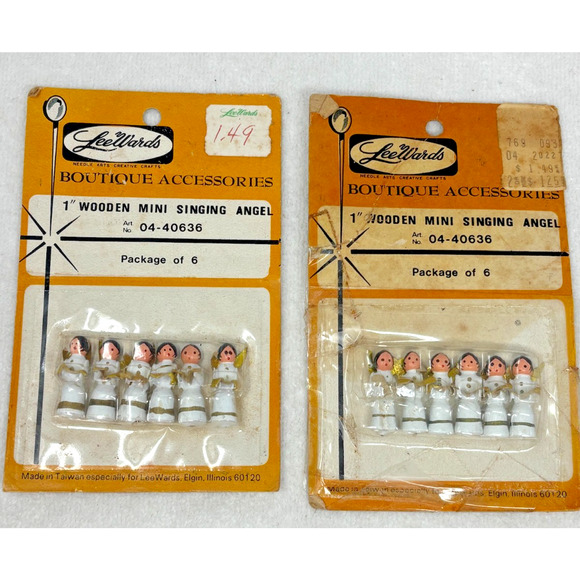 Vintage Miniature Wooden Angel Choir Christmas Ornaments Lot Lee Wards 6 NOS - Picture 1 of 4